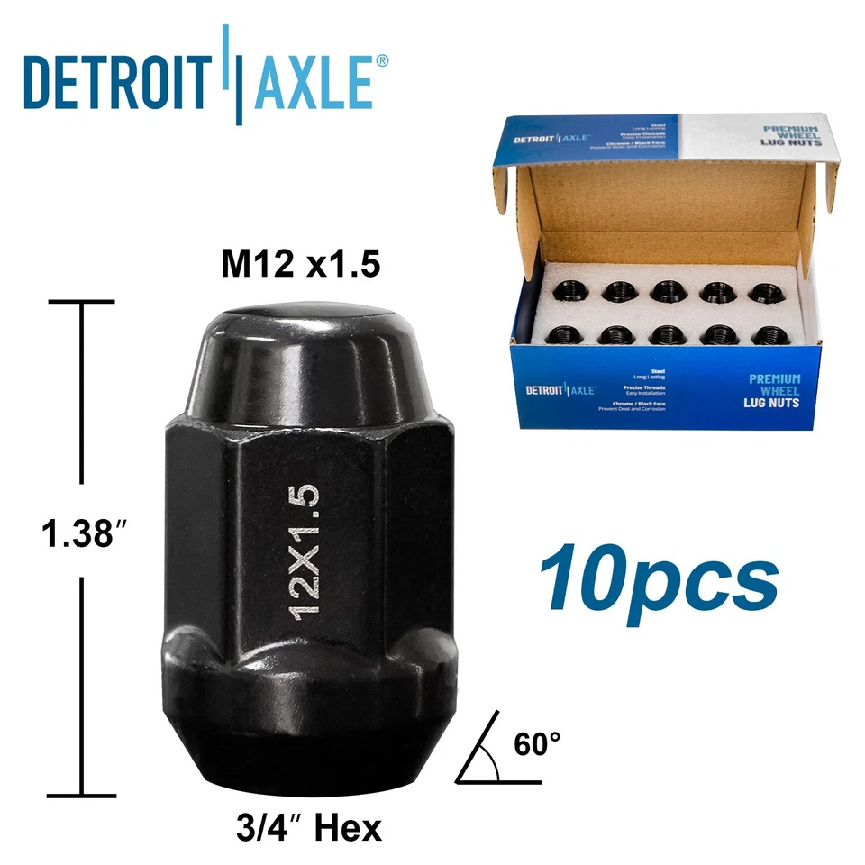 Tuercas de rueda negras 12x1,5 20 piezas para Chrysler Town Country Grand Caravan Routan Foto 3 de 4