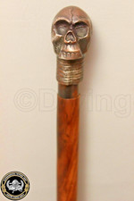 Victorian Wooden Walking Stick Skull Head Handle Design Antique Walking Cane