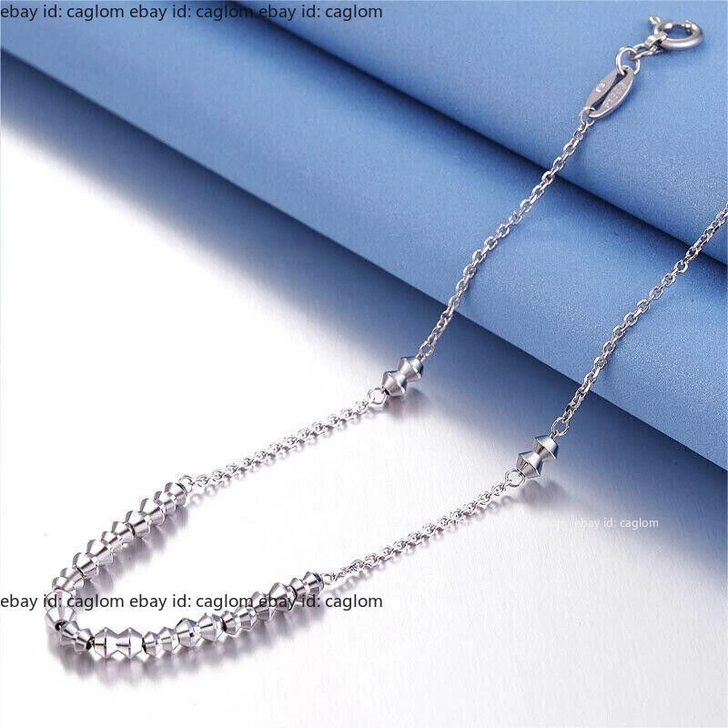 Brazalete de platino puro para mujer sólido Pt950 tallado con cuentas eslabones joyería 7 pulgadas L Foto 3 de 4