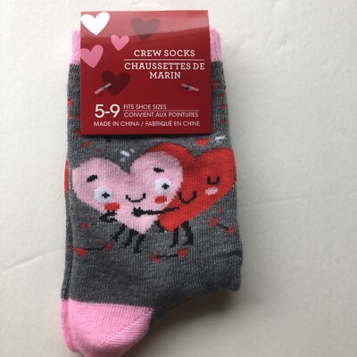 VALENTINE CREW SOCKS * CUTE * SIZE 5-9 * NEW *