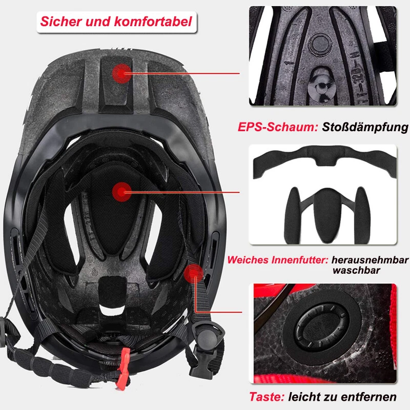 ROCKBROS Fahrrad Kinder Integralhelm Schutzhelm Antischweiß Trennbar 48-58CM - Bild 4 von 4