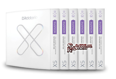6 Sets! D'Addario XS Acoustic 80/20 Bronze, Custom Light, 11-52, XSABR1152
