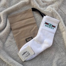 Gucci White Classic Logo Ankle Socks  - Medium - MSRP: $300 - New - Authentic