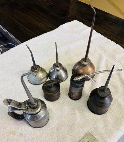 Lot Of 7 Thumb Pump Hand Oil Can Oiler Oiling Lubrication Can