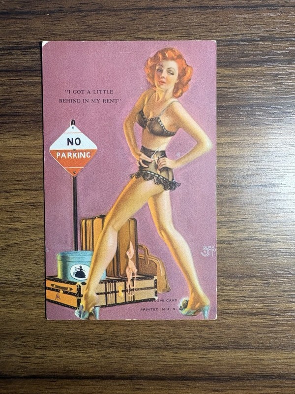 Vintage 1945 Mutoscope Pin Up Card Zoe Mozert I Got A Little Behind In My Rent