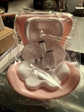 Pink White Baby Booster Chair with Adjustable Harness
