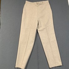 Vintage ILGWU Trousers Women 28 Beige Pleated High Rise Wool Blend Made in USA
