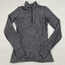 Lululemon Sweater Women 6 Gray Heathered Quarter Zip Pullover Running Thumbholes