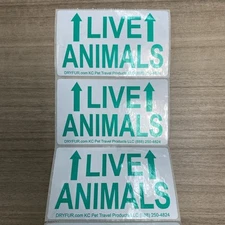 Dryfur Live Animal Crate Sticker Labels