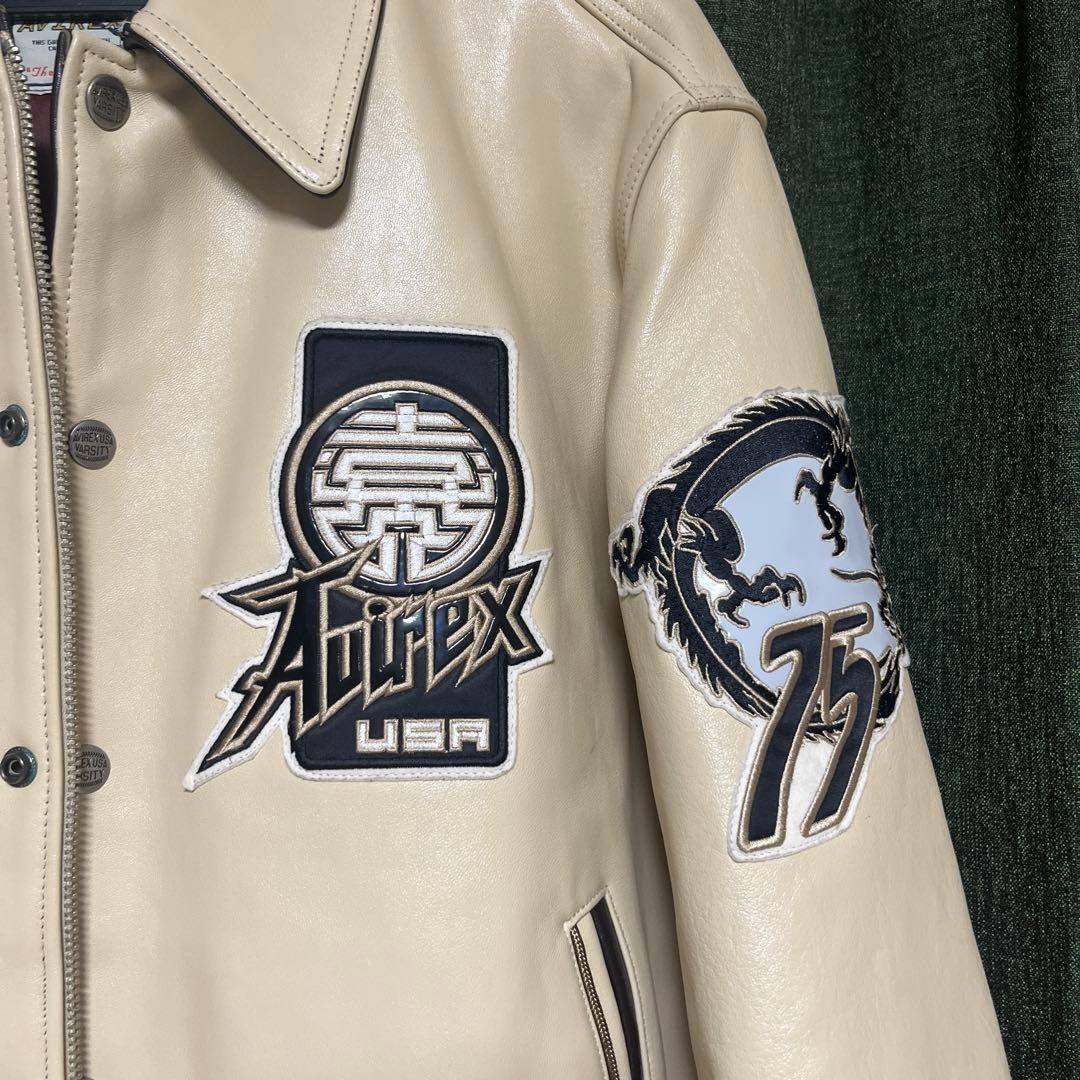 Avirex Leather Varsity Jacket M Rare Vintage Men’s Leather Outerwear image 2