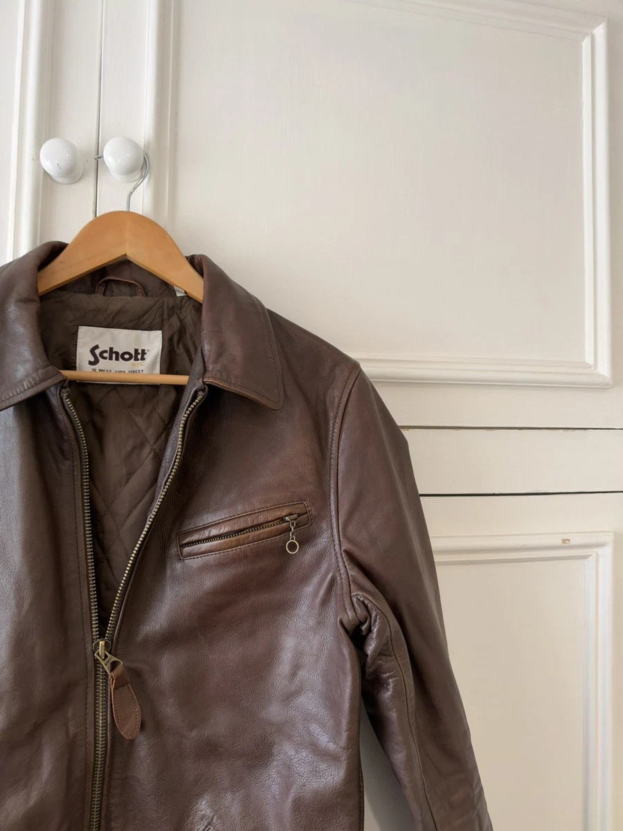 Chaqueta de cuero marrón Schott NYC talla S