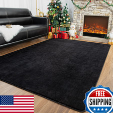 Przemy Washable Black Rugs For Bedroom Living Room 4X6 Feet Super Soft Memory