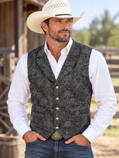 The Old Frontier Clothing Company Paisley Men's Large Vest Metal Button USA