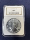 1987 American Silver Eagle Certified as MS69 by NGC.