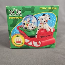 1996 Disney's 101 Dalmatians Snow Dome  McDonalds Toy Dog Sledding Globe in Box