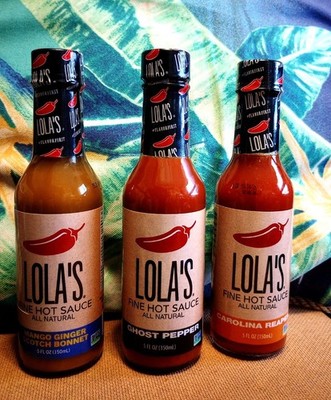 LOLA'S Hot Sauces, Ghost Pepper, Mango Scotch Bonnet Carolina Reaper Spicy Gift