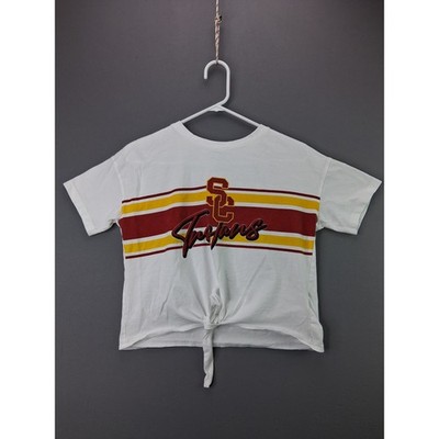 WEAR by Erin Andrews USC Trojans T-Shirt Front Tie S White Short Sleeve NCAA Tee