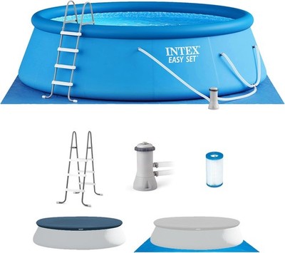 Intex Easy Set 15 ft x 48in Above Ground Pool Set, Round Inflatable SwimmingPool
