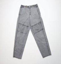 Vintage 80s Streetwear Mens 30x34 Stonewash Tapered Parachute Cargo Pants Gray