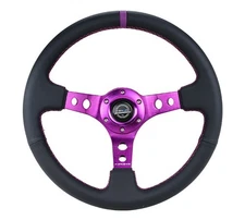 NRG for Reinforced Steering Wheel (350mm / 3in. Deep) Black Suede w/Purple