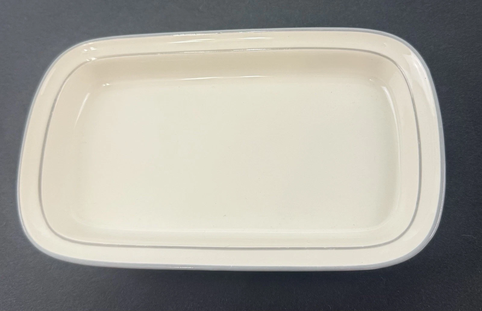 Lenox Chinastone FOR THE GREY PATTERNS/GREY PINSTRIPES Base Only Butter Dish 7"