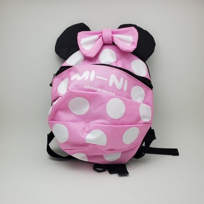 Child Safety Harness Mini Round Pink & White Polka Dot Backpack Toddler Walker