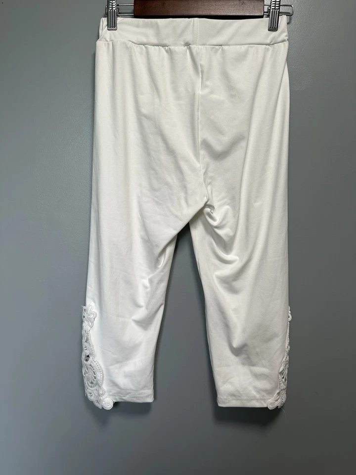 Emery Rose Women’s White Leggings with White Lace Detail Size Medium NWT - Image 4 of 4