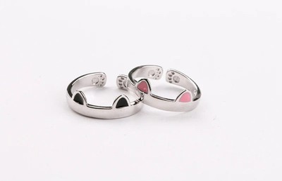Couple Rings Cute Cat Ear Rings For Women And Men Matching Promise Rings