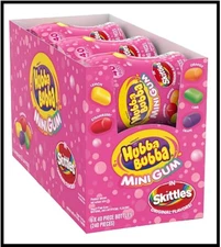 HUBBA BUBBA Minis SKITTLES Flavored Sugarfree Bubble Gum Bulk Gum Bottle 6 Pe...
