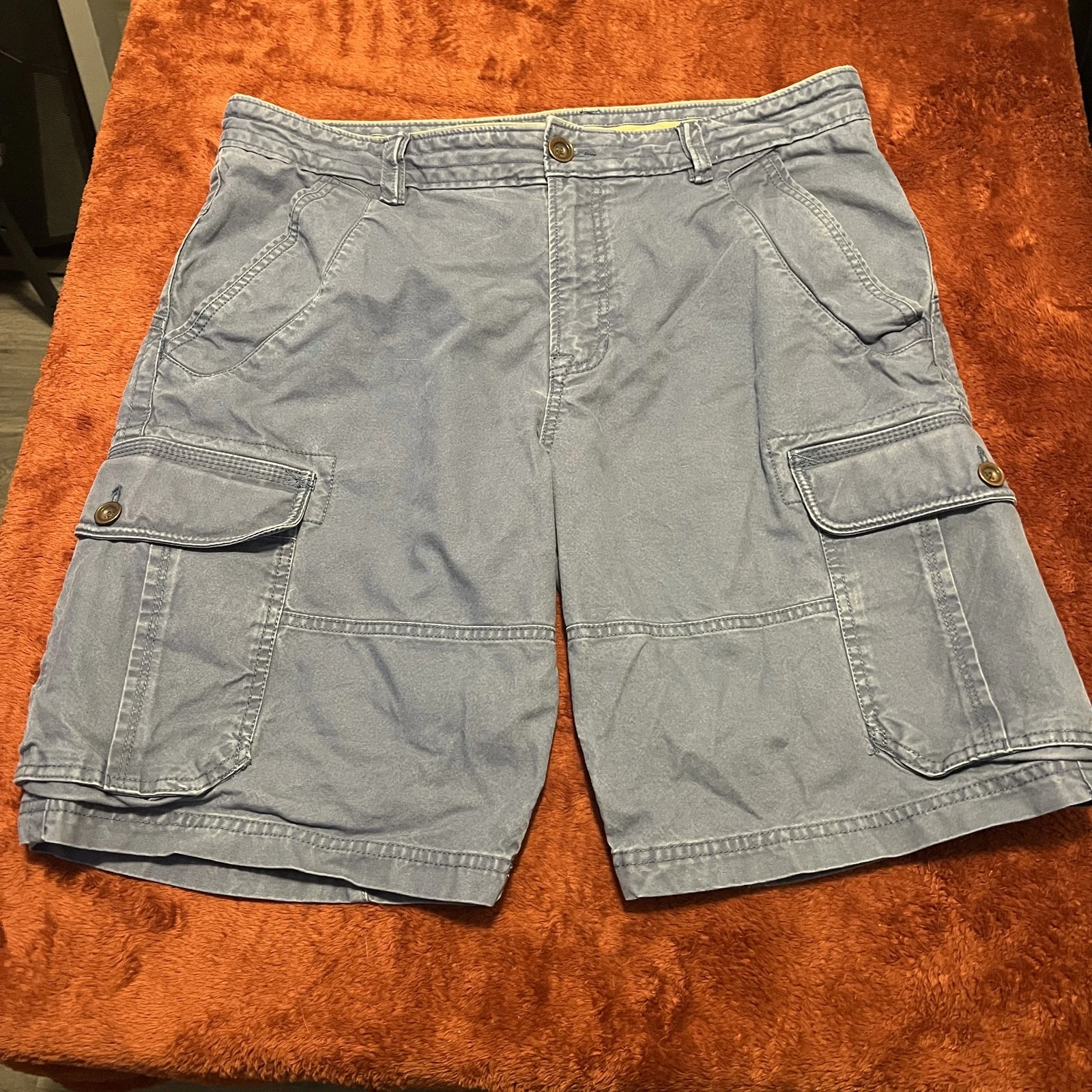 Timberland Cargo Shorts Uomo 38 Tasche Outdoor Utility Robusto Chiusura con Bottoni