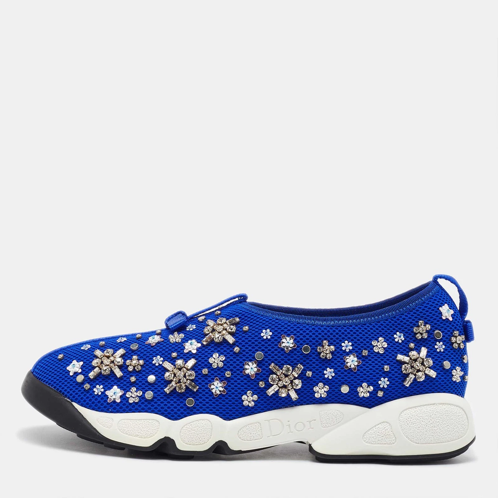 Baskets fusion maille ornée bleue Dior pointure 38,5