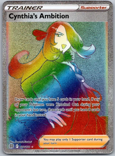Cynthia's Ambition (Secret) Secret Rare SWSH09: Brilliant Stars Holo 178/172 NM