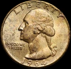 1964 Washington Quarter 25c 90% Silver Collectible Coin