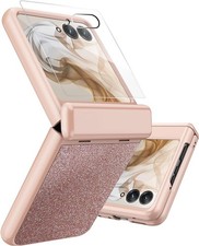 Motorola Moto Razr 2024 Case with Hinge Cover and Screen Protector - Rose Gold