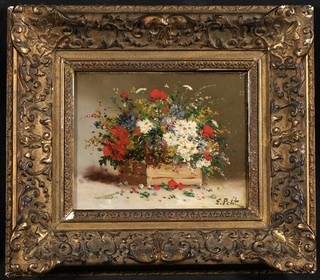 EUGENE PETIT (1839 1886) SIGNED FRENCH OIL CANVAS STILL LIFE FLOWERS BOWL