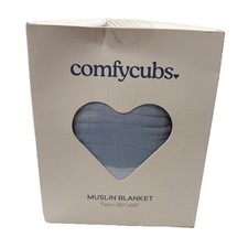 100 Cotton Muslin Blanket Twin Size 66" x 90", Light Blue-NEW