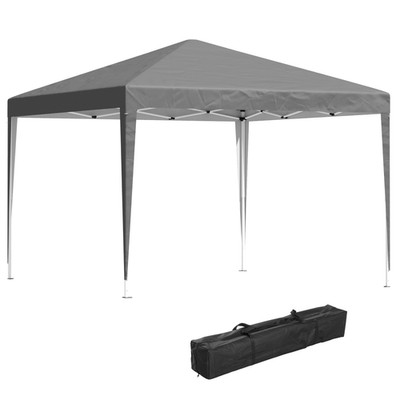 Pavillon 3x3m Grau Oxford Pop-Up Vordach mit Stahlrahmen, Tragetasche, UV-Schutz 6p