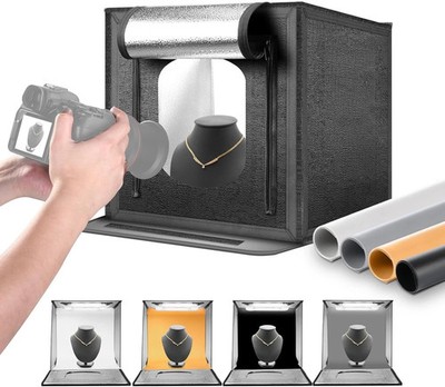 NEEWER Photo Studio Light Box 16''x16'' Glare Shooting Tent w/ 4 Color Backdrops
