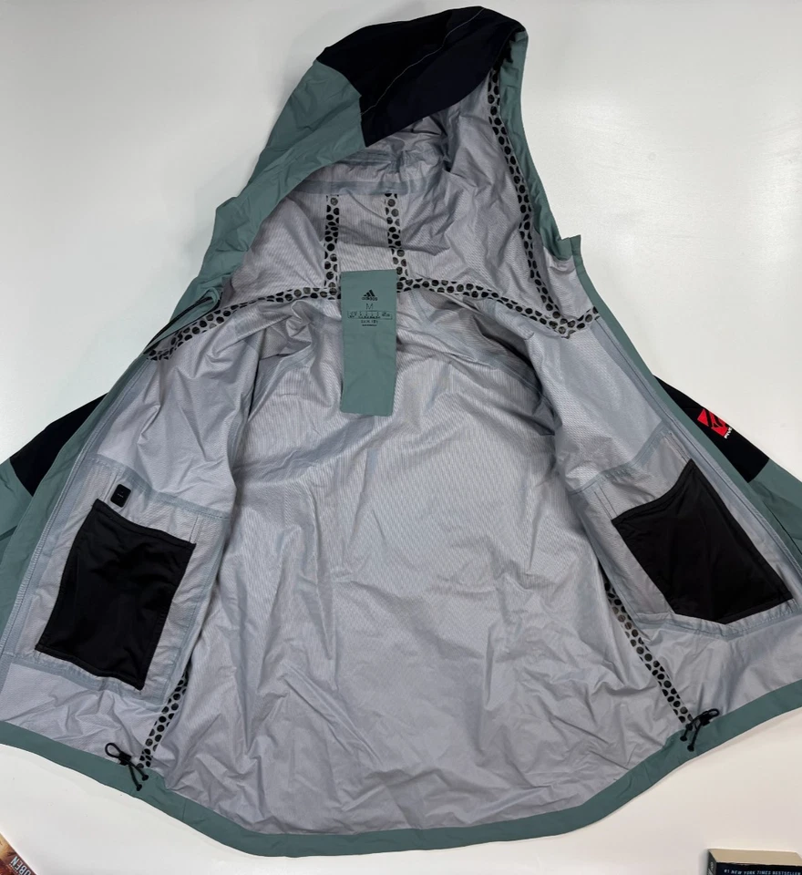 Adidas Five Ten All Mountain RAIN.RDY Jacket Sz Medium Hazy Emerald/Black GP7212 - Image 3 of 4