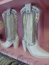 White BLING BOOTS With RHINESTONE
