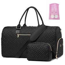 Duffle Bag for Travel, Weekender Bag with Shoe Compartment, Carry On Overnigh...
