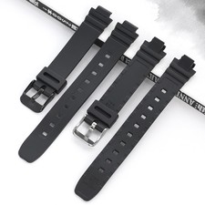 Convex Opening 10MM TPU Watch Band For Casio LA-20WH Special Strap Wrist Black