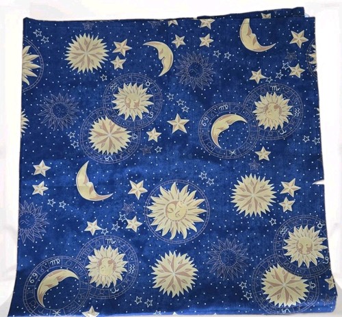 Vintage Celestial Moon Stars Shower Curtain 90s Galaxy Whimsigoth Blue Gold