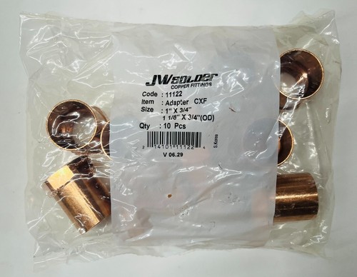 JW Solder 1" Copper x 3/4" FIP Female Adapter | C x FIP | Lead Free | Lot of 10