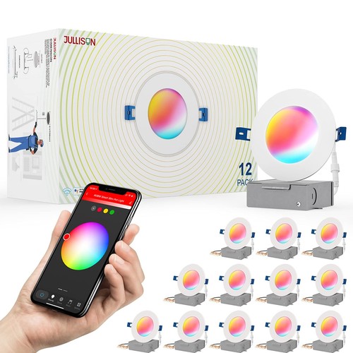 4 Inch LED Smart Slim Recessed Pot Light, WiFi APP & Voice Control ...