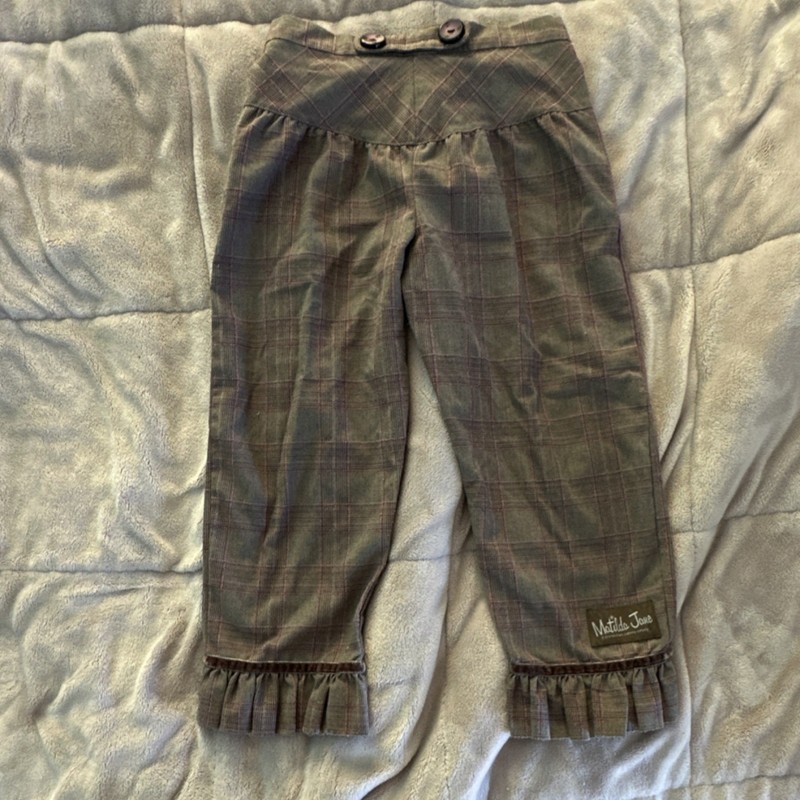 Matilda Jane Girls Bloomer Plaid Pants Brown Pink Size 6 Ruffle Hem