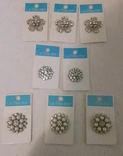 Vtg New LE Bouton Crystal Rhinestone Buttons Set Of 8 Asst Styles Retired HTF