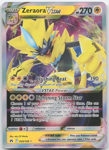 Zeraora VSTAR 055/159 Holo Ultra Rare Crown Zenith Pokemon Near Mint