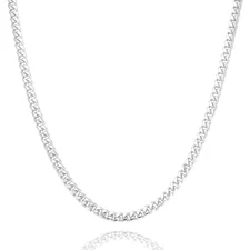 Silver Necklace for Women 3.5mm Cuban Chain 925 Sterling Silver Clasp Curb Li...