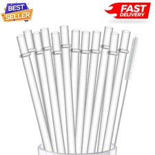 12-Pack Reusable Plastic Clear Straws, 13 Inch Extra Long Tumbler Straws for ...